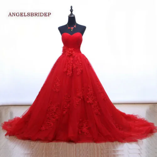 

ANGELSBRIDEP Sweetheart Quinceanera Dress Foral Beading Applique Court Train Vestidos de festa Floor Length Corset Plus Size