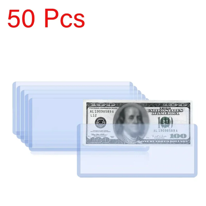 

Paper Currency Protective Cover Supplies Two Sizes 205 X 110mm/173 X 75mm 50Pcs Clear PVC Paper Money Stamp Collection Bag