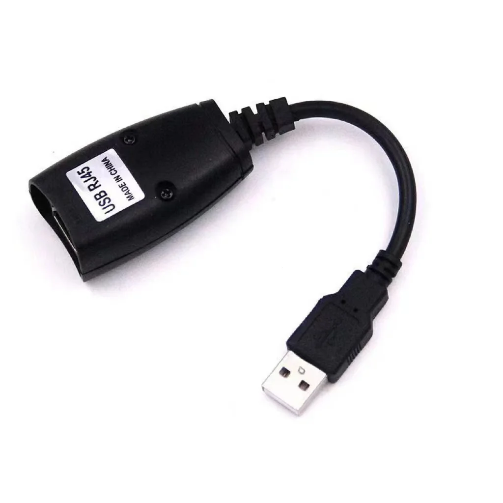 USB to RJ45 RJ 45 LAN Cable Extension Adapter Extender Over Cat5 RJ45 Cat6 Patch Cord Black Networking Accessories 2Pcs