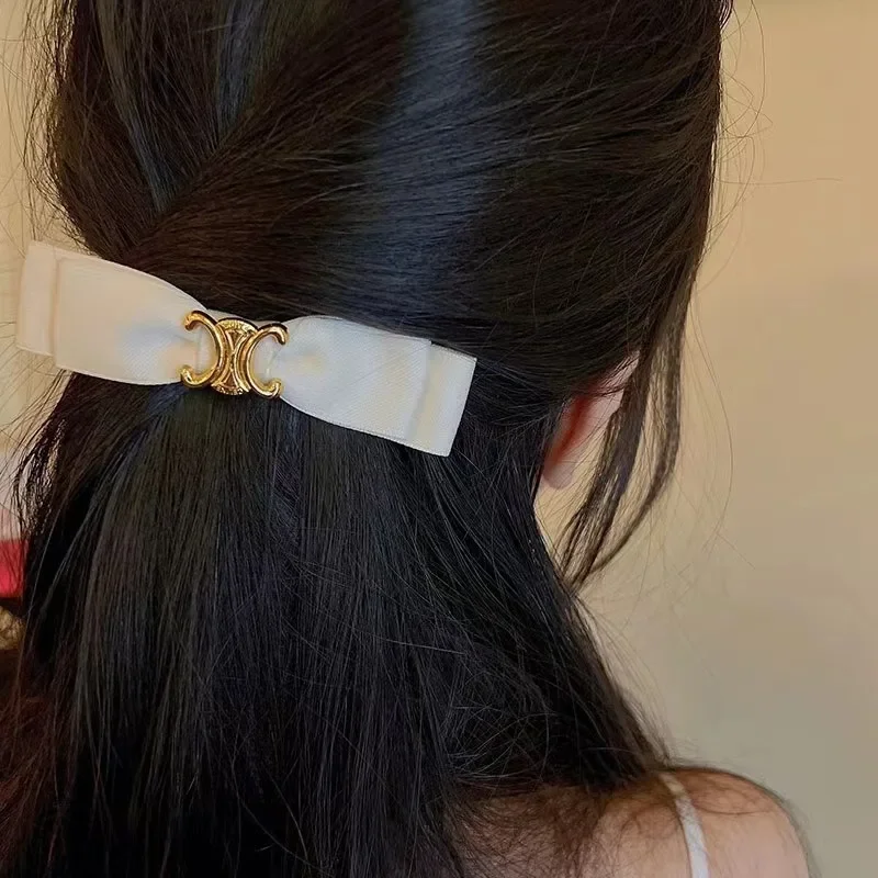 مشبك شعر على شكل فيونكة حريرية سوداء متعددة الاستخدامات على طراز هيبورن الفرنسي، مشبك شعر ربيعي عالي الجودة، أغطية رأس