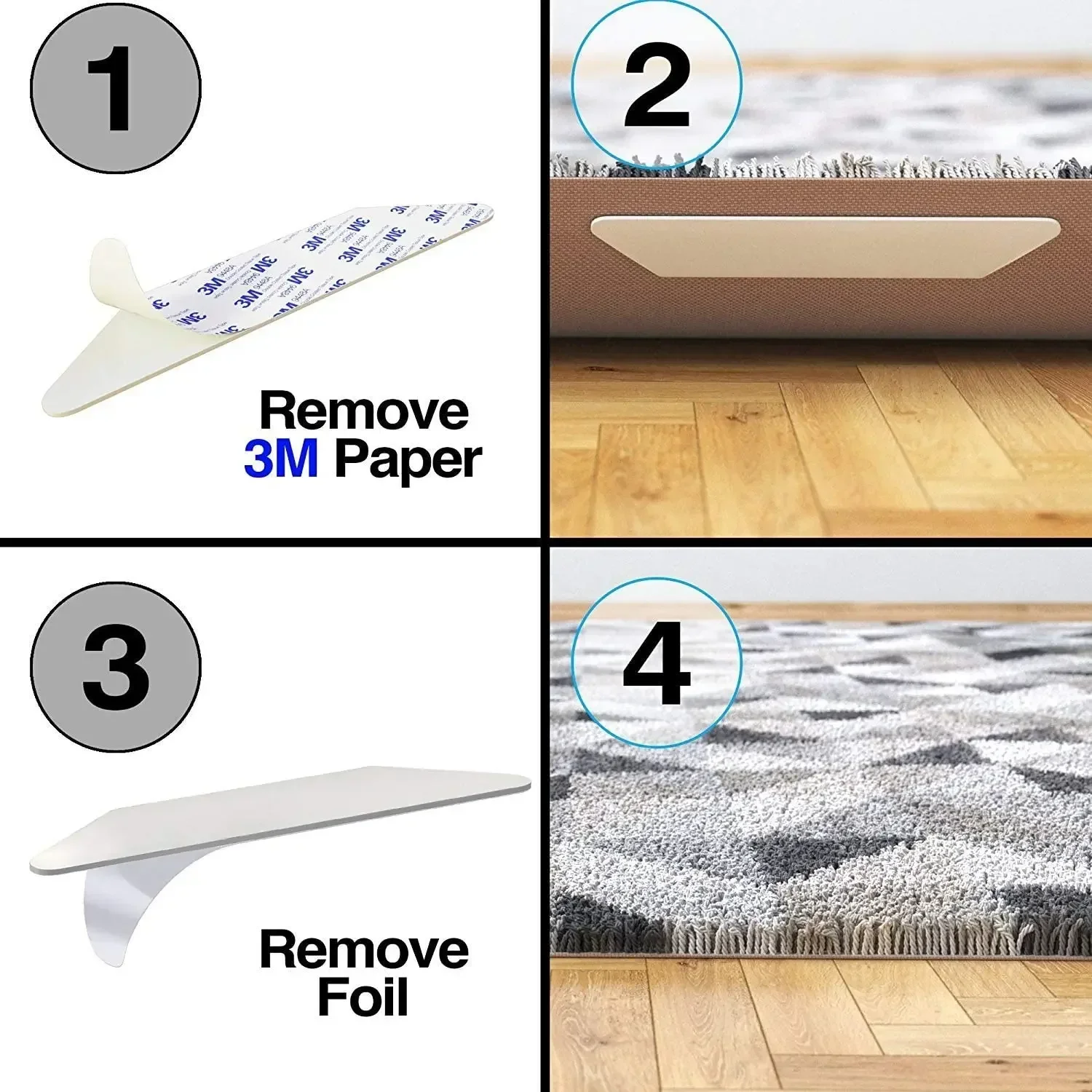 8Pcs Home Floor Rug Carpet Mat Self-adhesive Anti Slip Reusable Fixed sticker carpet carpet mat adhesive tape corner mat