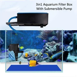 3in1 Top Filter Box Aquarium Submersible Pump Fish Tank Upper Filter Belt Filter Box Oxygenation Filtration System Accessories