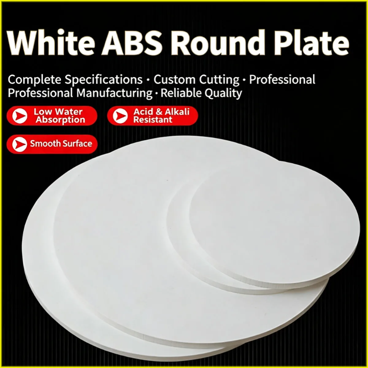 White ABS Plastic Circular Plate 20‑300mm Diameter Rigid Round Disc for Tooling Parts Decorative Bases Industrial Accessories