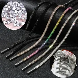 1 Pc Rhinestone Shoe Lace Luxury Diamond ShoeLace Bright String Cross Braiding Strap DIY Drawstring 120cm