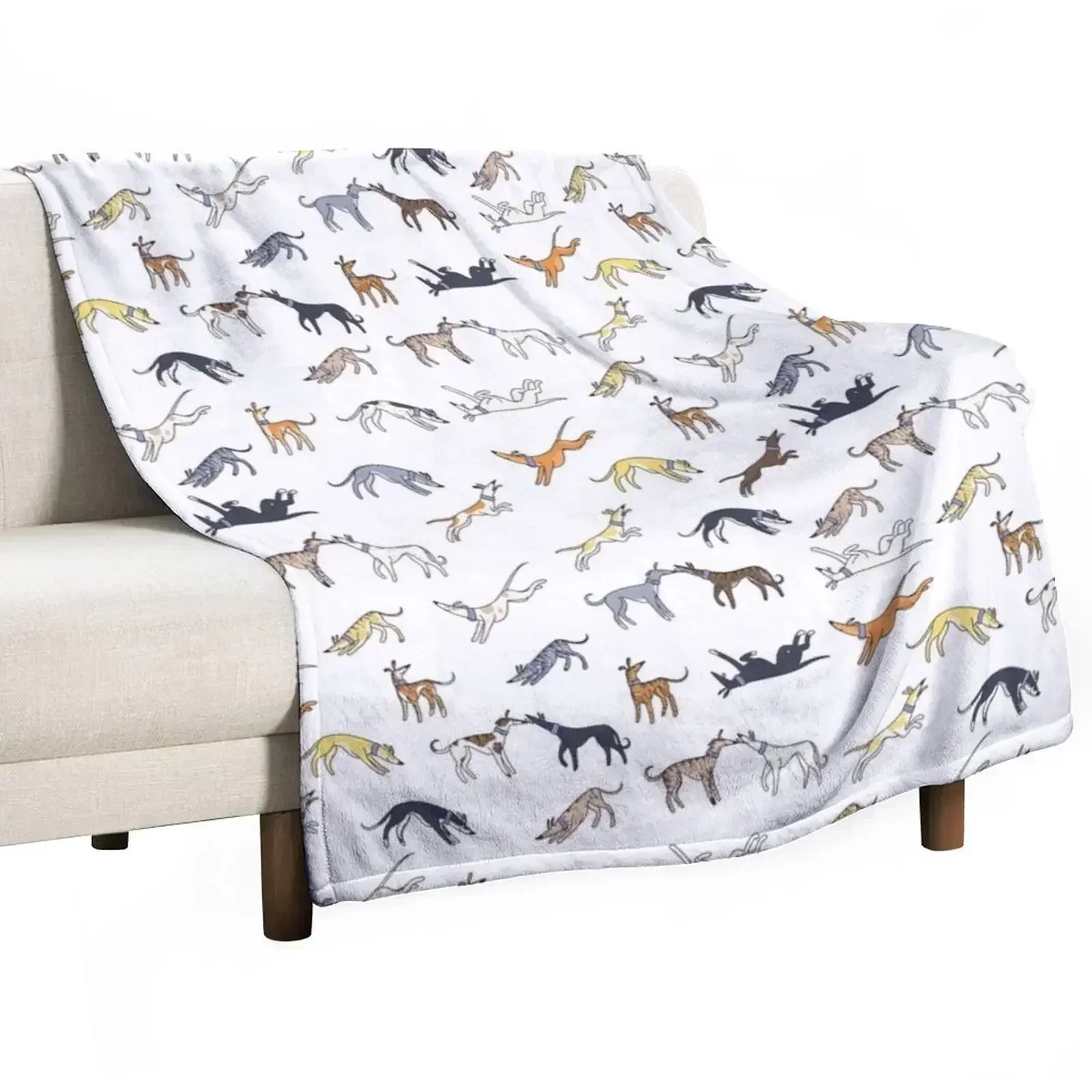 Leaps and Hounds (White) Throw Blanket sofa bed Soft Plaid Fashion Sofas Large Blankets