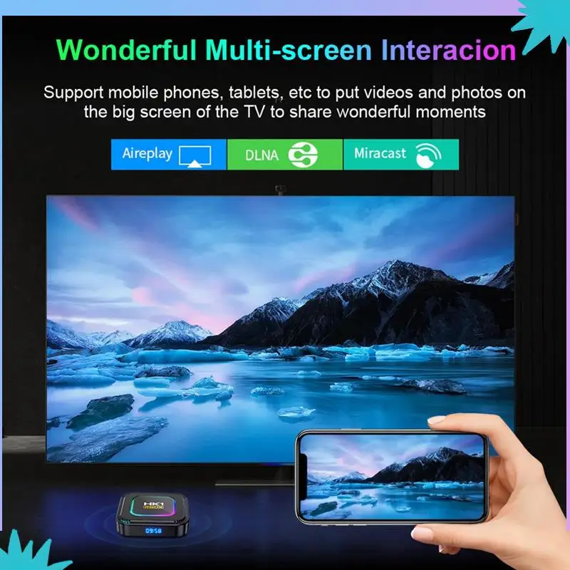 

ABZW 4+32G Smart TV Box Android 13 RK3528 HDR10 8K RGB Light BT 5.0 Wifi6 Voice Media Player TV Box