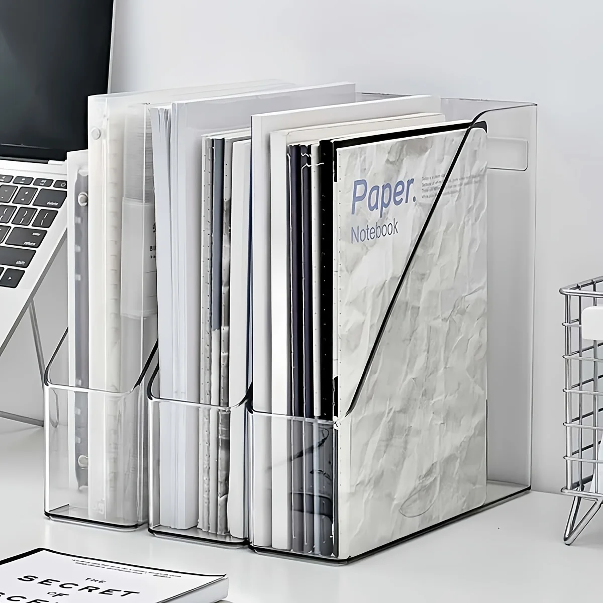 2-Piece Transparent Acrylic Stand Document Rack Book Clip, Large Capacity Document, A4 Paper Desktop Storage Box, Supplies