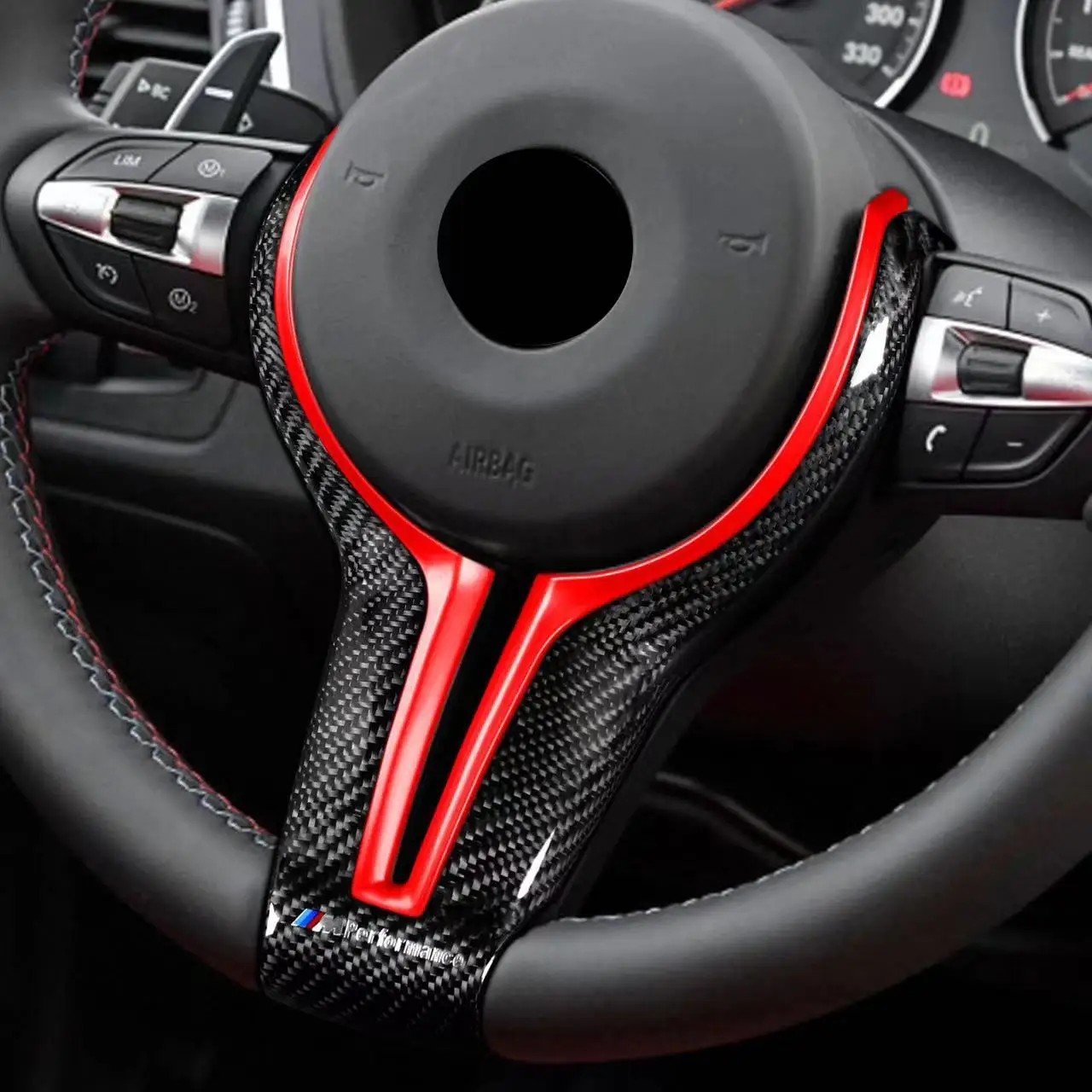 For BMW F87 F80 F82 F10 F06 F12 F13 Carbon Fiber Car Interior Steering Wheel Cover Trim