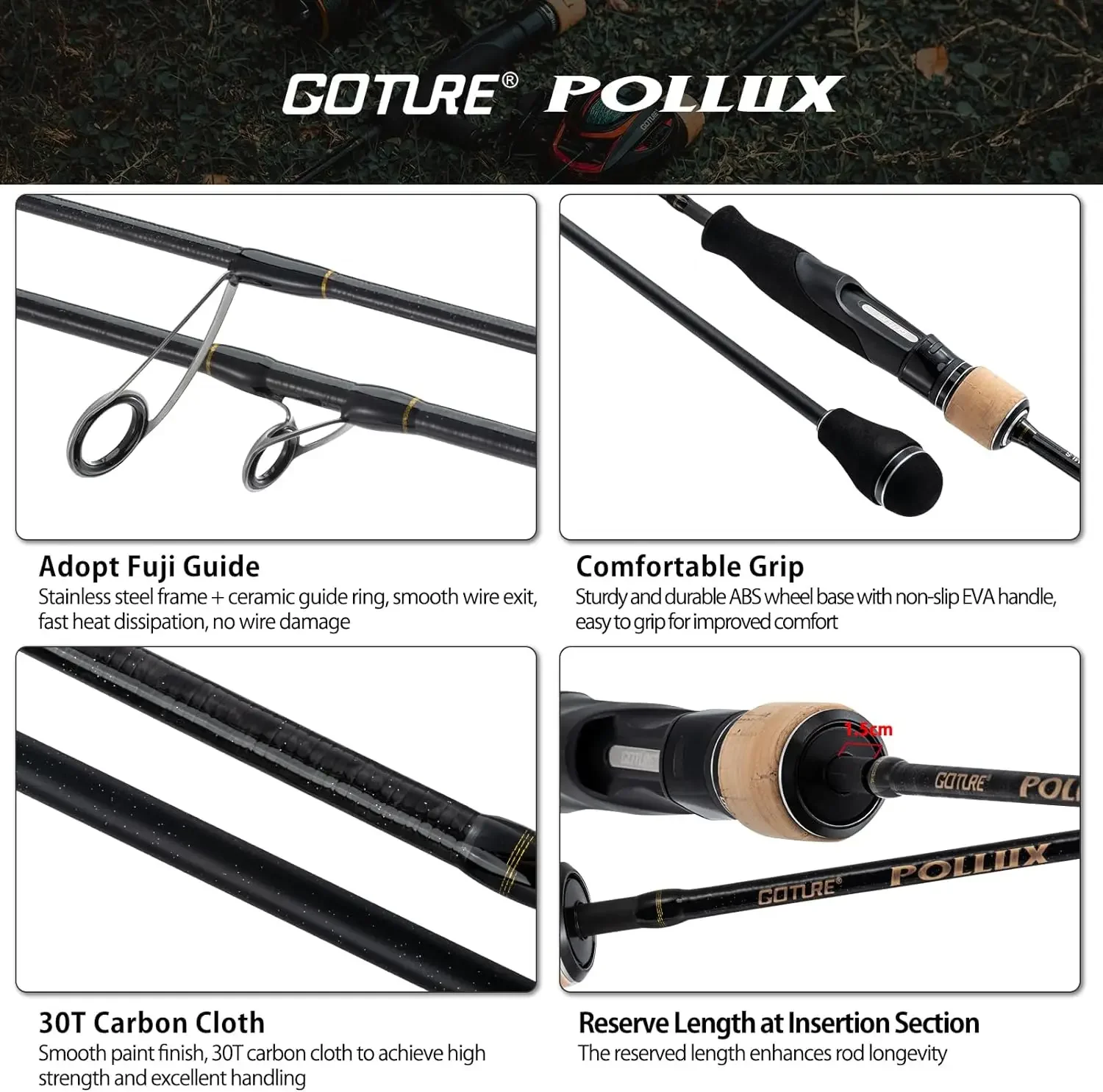 Goture Pollux 1.83m Fuji Slow Jigging Fishing Rod MH M ML Power High Sensitivity Carbon Spinning Casting Shore Sea Fishing Rod