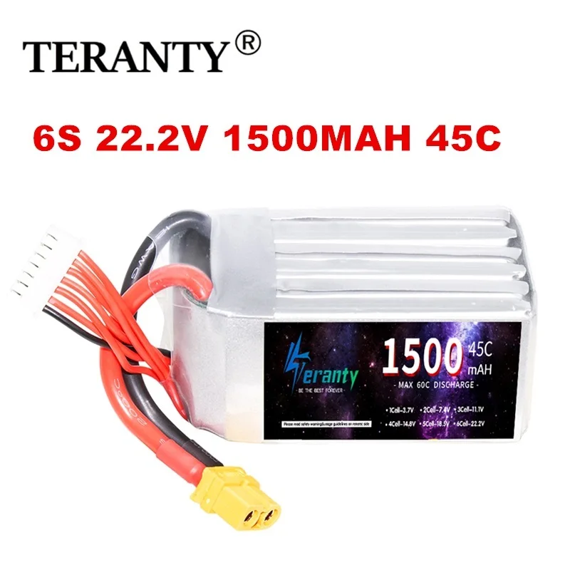 TERANTY 22.2V 1500mAh LiPo Battery 6S Battery With T XT30 XT60 XT90 Plug For Quadcopter RC Drone Racing Cars Boats Spare Parts