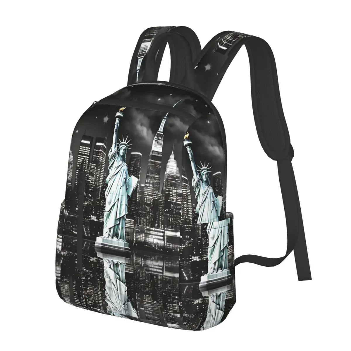 

The Statue Of Liberty And Night View Of New York Student Backpack School Bag Hiking Travel Daypack Bookbag Shoulder Bags