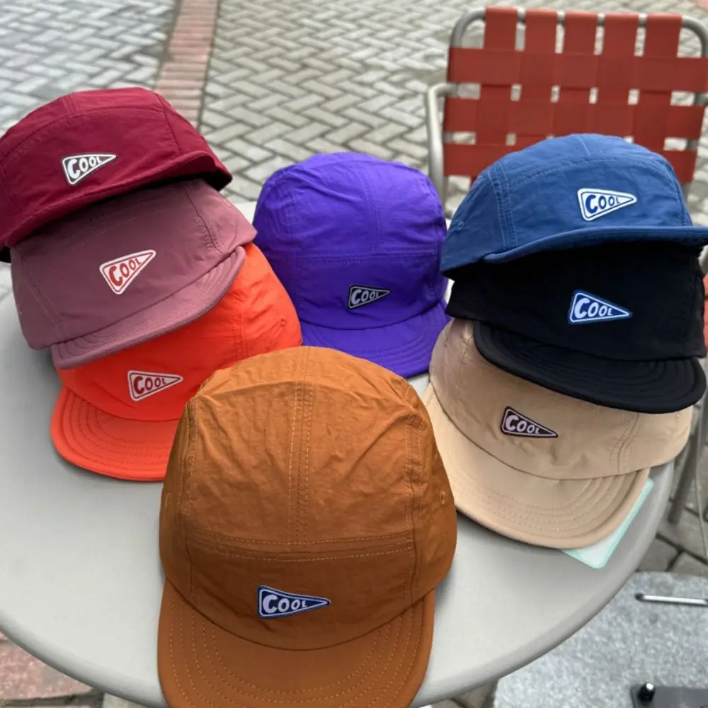 

Korean Style Short Brim Baseball Hat Quick Drying Cotton Letter Baseball Cap Soild Color Sunscreen Peaked Cap Girls