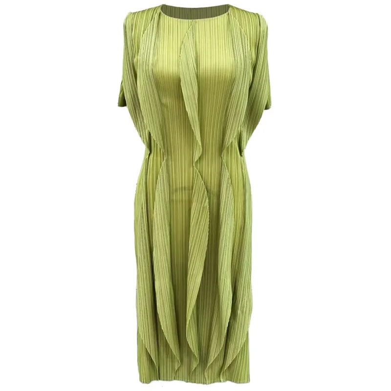 Summer 2025 New Plus Size Women's Miyake Pleated Dresses Casual Long Middle East Africa Prom Formal Dresses Wrinkle-Free