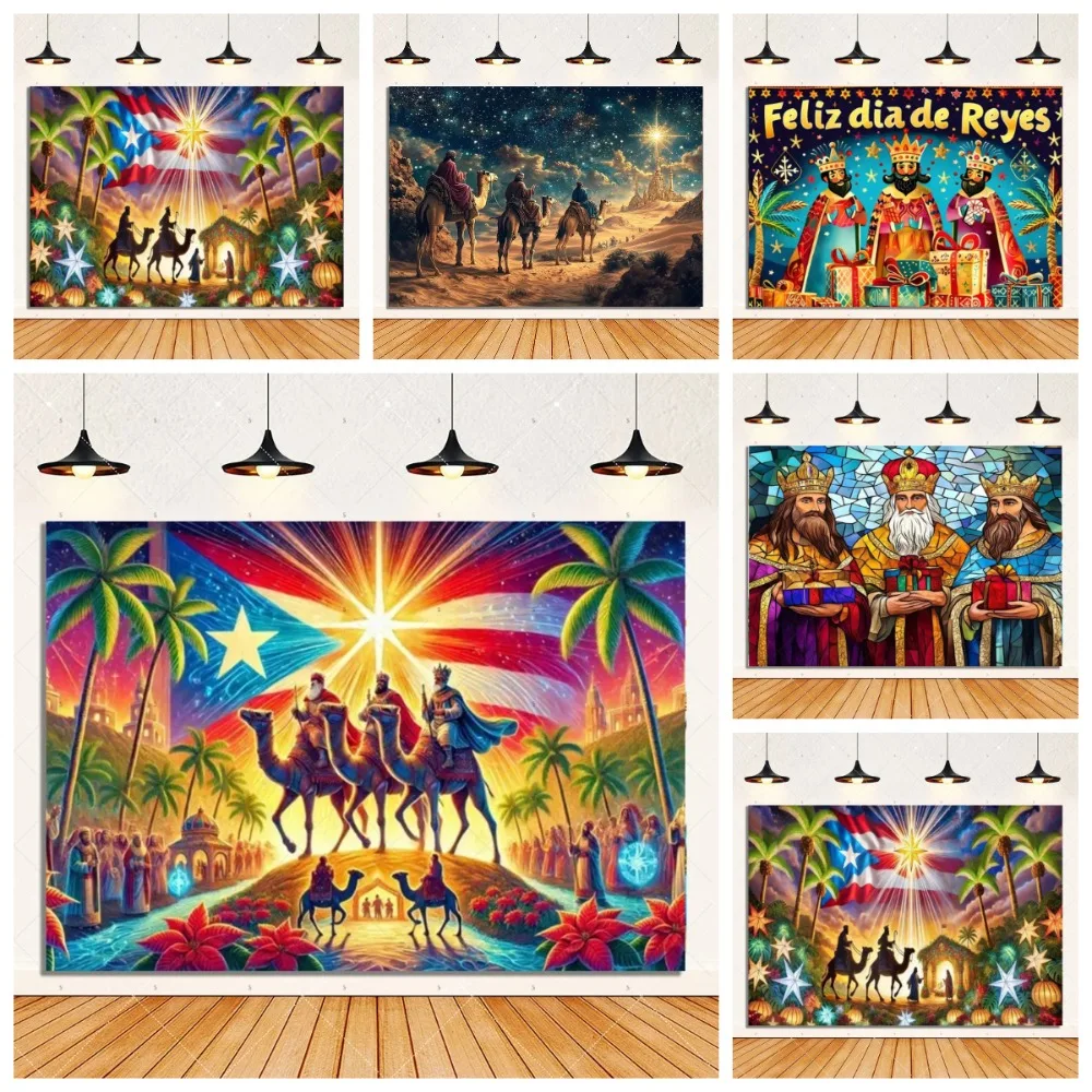 

Spain Three Kings Day Themed Party Photography Background Cloth, Adult Birthday Party Decoration Photography Studio Background