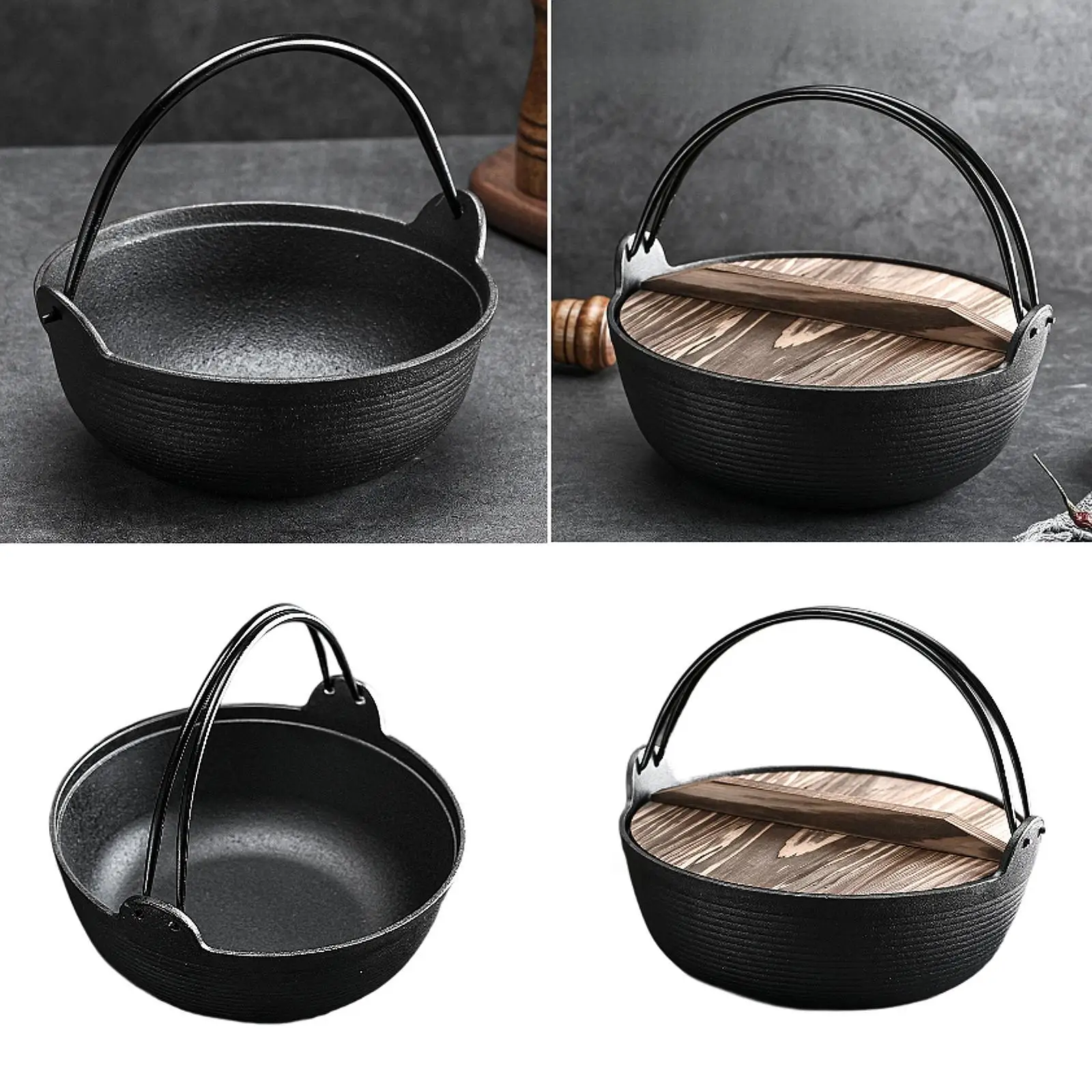 Olla para estofado Sukiyaki, vajilla de fácil limpieza, olla de calor uniforme de hierro fundido, diseño japonés para restaurantes, estofados y estofados