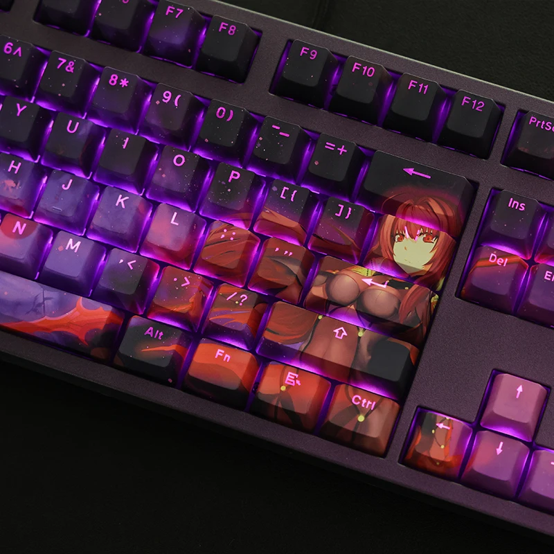 Fate/grand order 108 teclas pbt tintura sublimação keycap rgb pode transmitir luz anime keycaps para teclados de jogos mecânicos