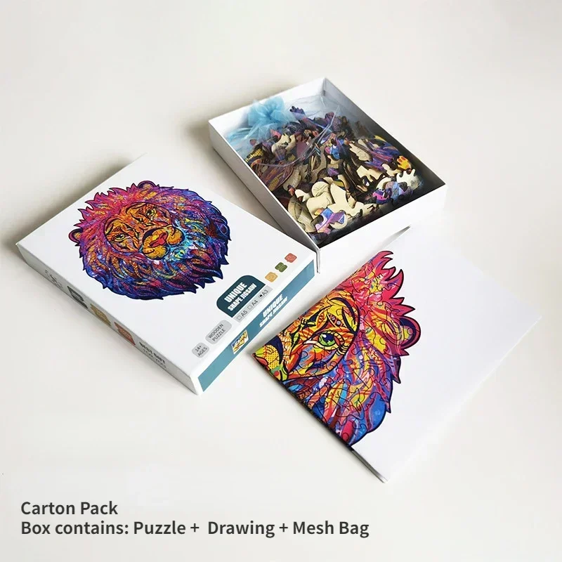 Rompecabezas de animales de madera para adultos, serie de animales, regalo de vacaciones DIY, juegos interactivos, juguetes educativos para niños