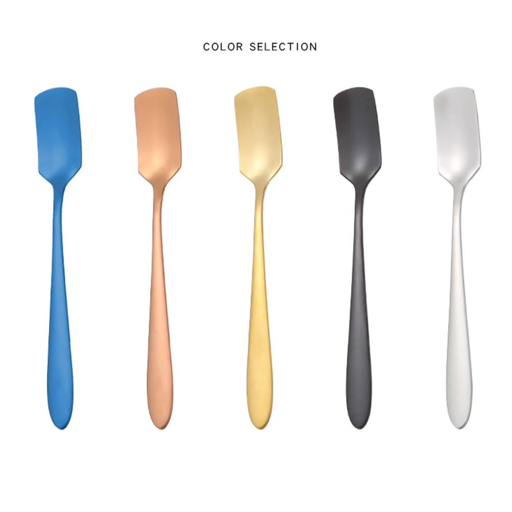 

Square Spoon Long Handle Scoops Stainless Serving Utensils 304 Material Portable Lightweight Modern Design