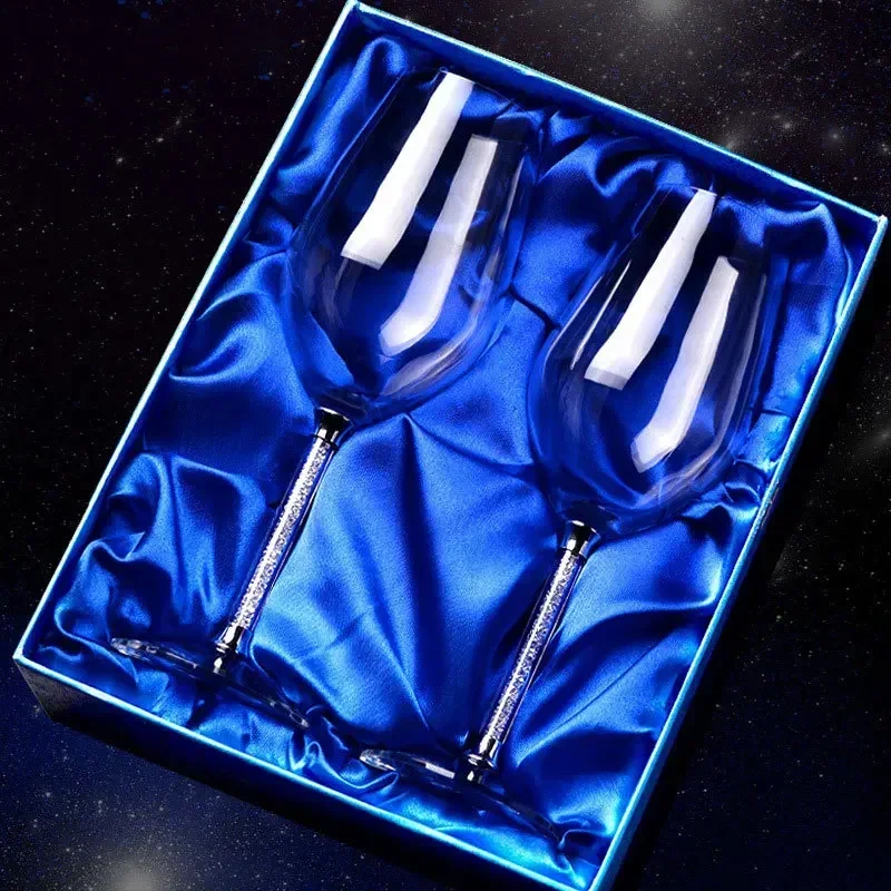 1-7Pcs/Set Goblet Wine Glass Lead-Free Crystal Water Glass 470/700ml High-Grade Leather Box Champagne Glasses Red Wine Set