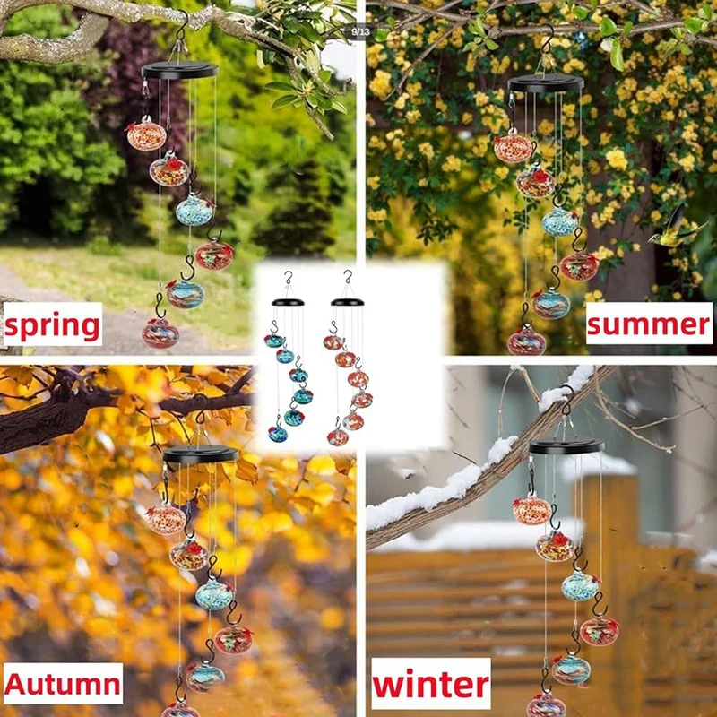 2 PCS Wind Chime Bird Feeder, Outdoor Bird Feeder As Shown Charming Wind Chime Bird Feeder