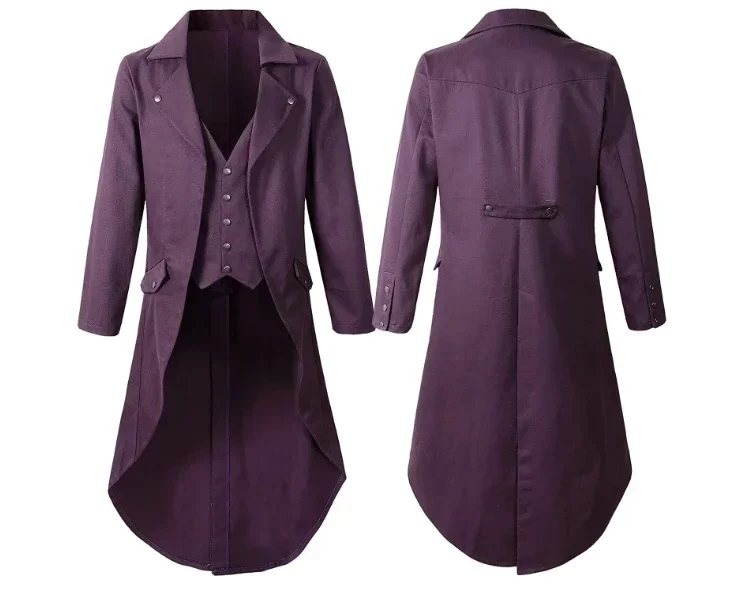 معطف Steampunk من القرون الوسطى فاسق وقوطي معطف سهرة خندق معطف Ren Faire مصاص دماء الساحر للرجال Steampunk للهالوين #4