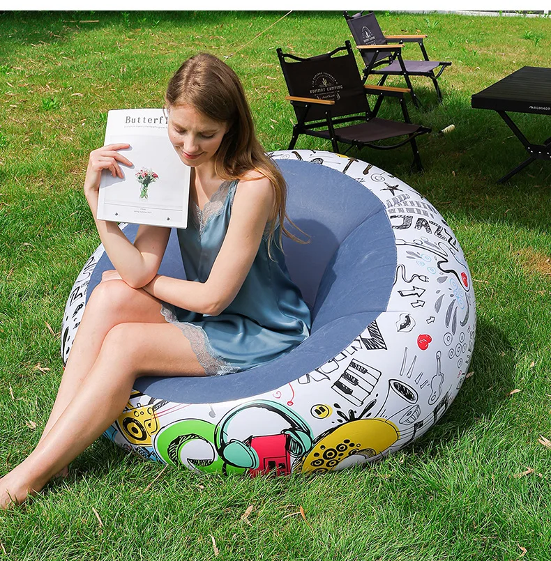 

Custom Modern Graffiti Glitter Outdoor Bean Bag Sofa Couch Foldable and Inflatable with Built-in Electric Pump for Apartment Use