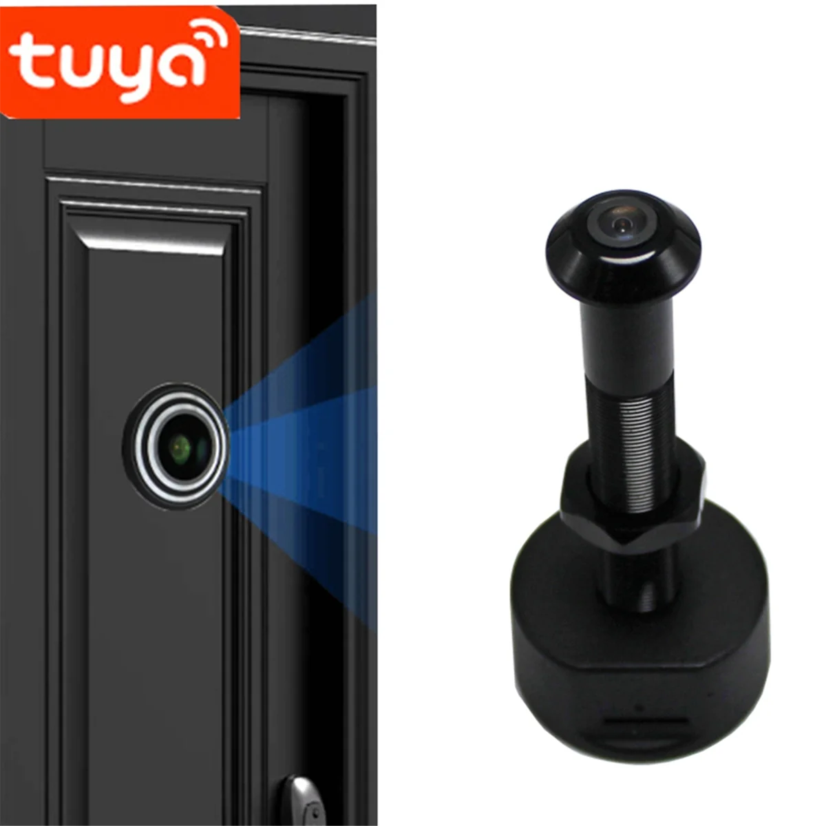 B03B-Tuya Diameter 12MM Wide Angle Fisheye Dual Frequency Wifi Door Eye Remote Monitoring Graffiti Smart Life Home Camera