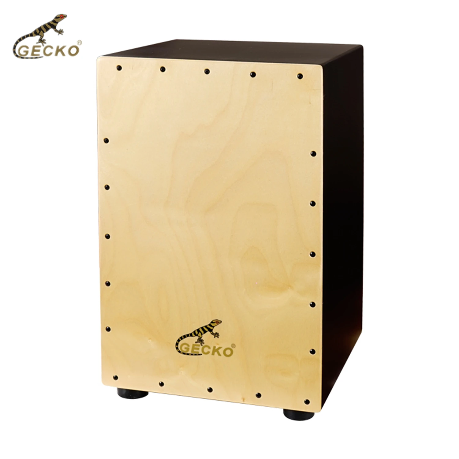 GECKO CL12NB Cajon Box Drum Percussion Instrument Natural Tapping Side Birch Wood Black Body Cajon Box Drum