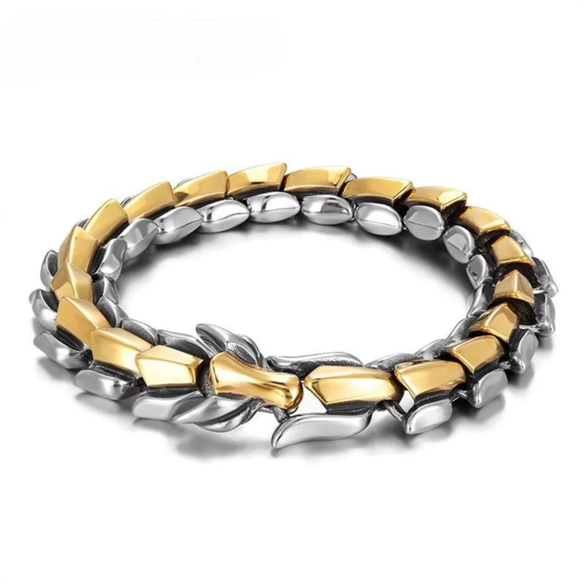 Retro-Drachenkopf-Armband für Herren, Hip-Hop-Stil, Punk-Drachenknochen-Armband, 12 mm Breite