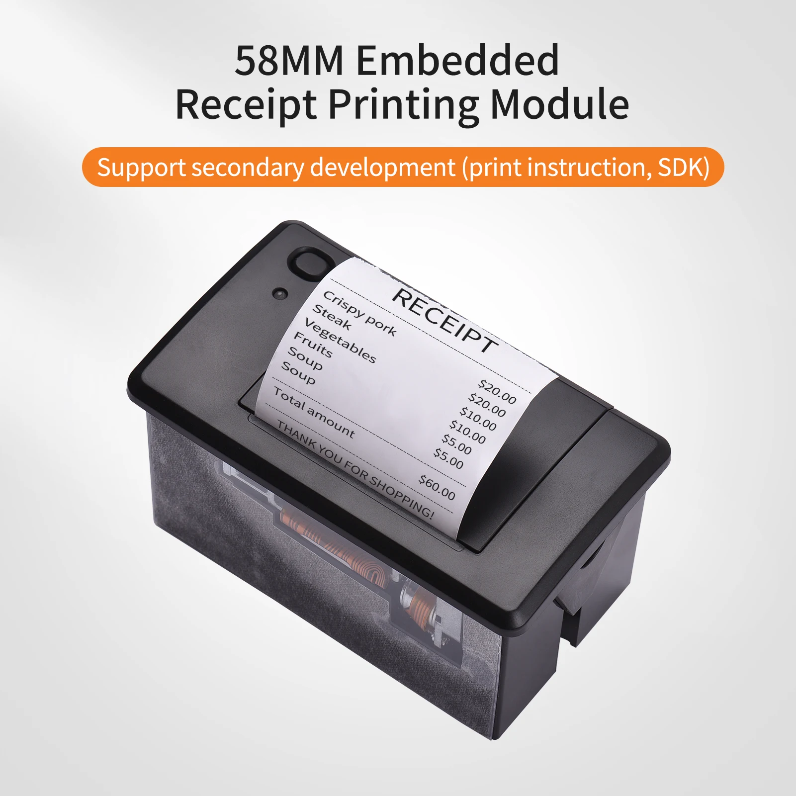 Embedded Thermal Receipt Printer 58MM Mini Printer with USB/RS232/TTL Port Support ESC/POS Commands for Weighing Apparatus Cash