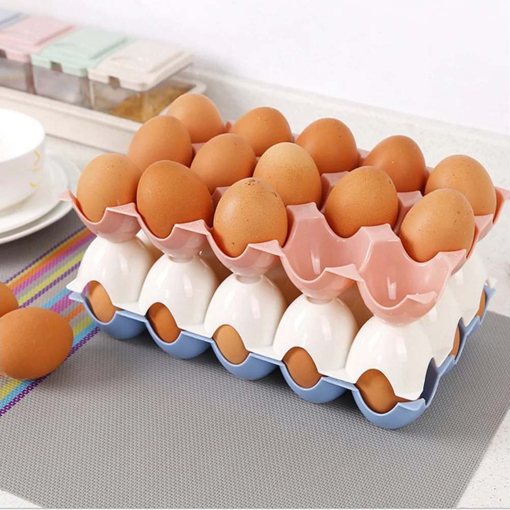 

3Pcs Plastic Egg Box Large Capacity 15-Grid Egg Storage Case for Fridge Freezer Multi-Grid Organizer Prevents Rolling Damage