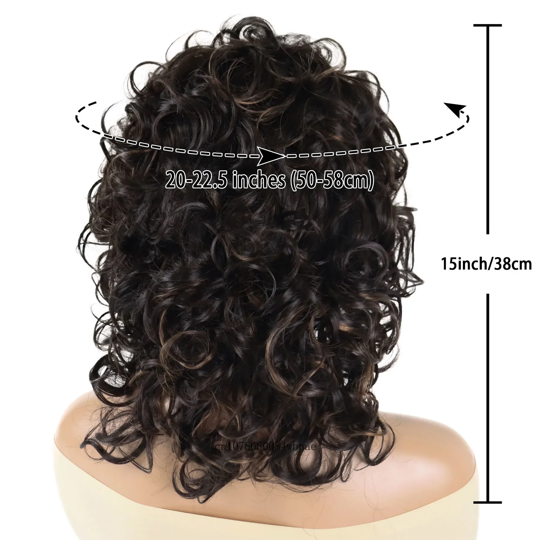 Short Curly Wigs Synthetic Hair Shoulder Length Fluffy Mix Brown Wig with Bangs for Women Afro Style Heat Resistant Daily Party