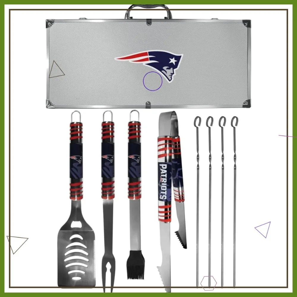 

8-Piece Steel BBQ Set with Case, Perfect for Tailgating and Sports Fans, Gray