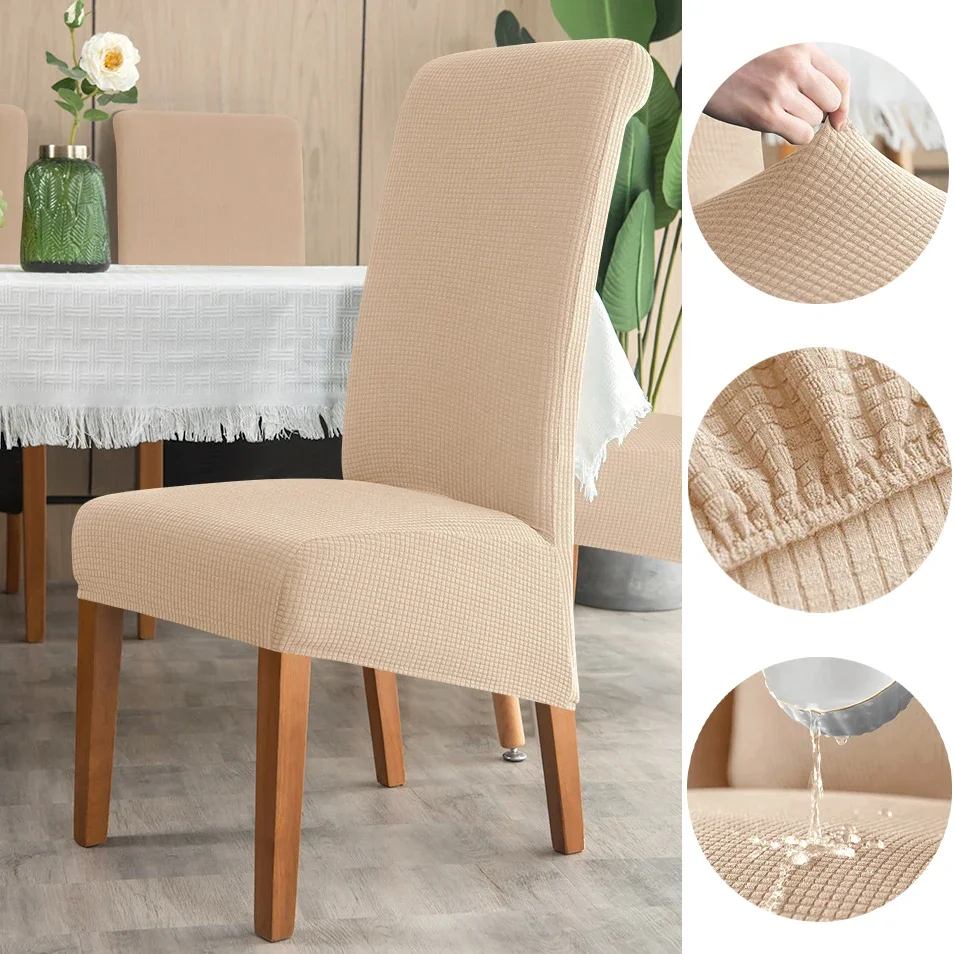 Wasserabweisender Stuhlbezug mit hoher Rückenlehne, Jacquard-Stretch, Stuhlhussen in XL-Größe für Esszimmer, schmutzabweisend, pflegeleicht, Sitzschutz – Detail 5