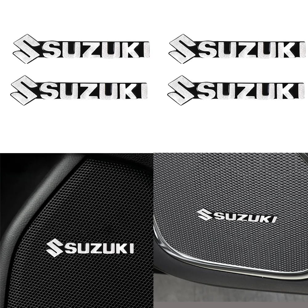 2/4 piezas de pegatinas/emblemas 3D de aluminio para altavoces de coche para Suzuki DZire IGNIS Alto Spacia Jimmy Grand Vitara SX4 Jimny Swift