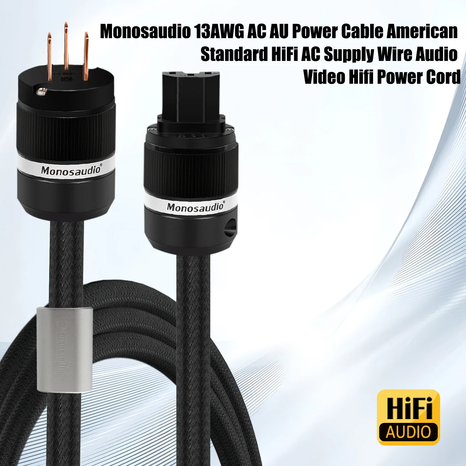 Monosaudio hifi Power Cable 13AWG OCC Copper US/AU/EU AC Schuko Power Cord 4-layer Shield Audio Wire With Pure Copper Plug P903
