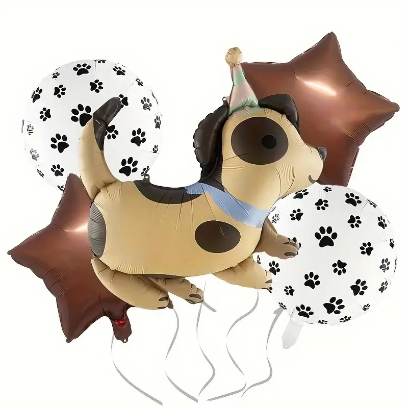 5PCS Dog Themed Balloon Set Husky Dachshund for Adult Child Birthday Anniversary Party Decoration Supplies Baby Showers