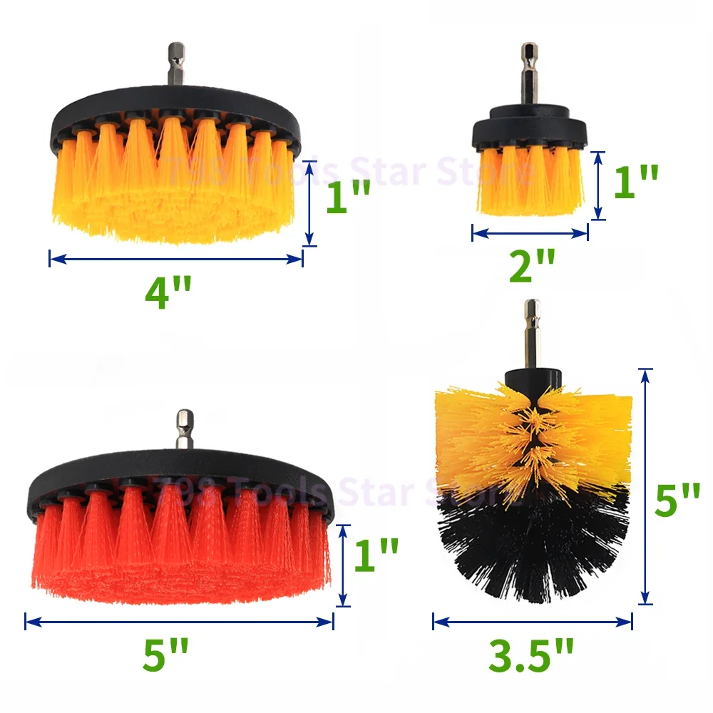 14 PCS Drill Brush Attachment Set Electric Car Detailing Brush Set Drill Soft Brushes Wash Kit for Household Interior Cleaning