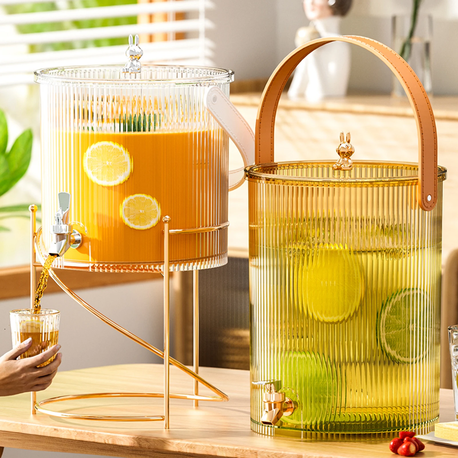 3.5L/5L Cold Water Kettle With Faucet Set Large Capacity Household Cold Water Kettle Fruit Tea Beverage Bucket Juice Bucket