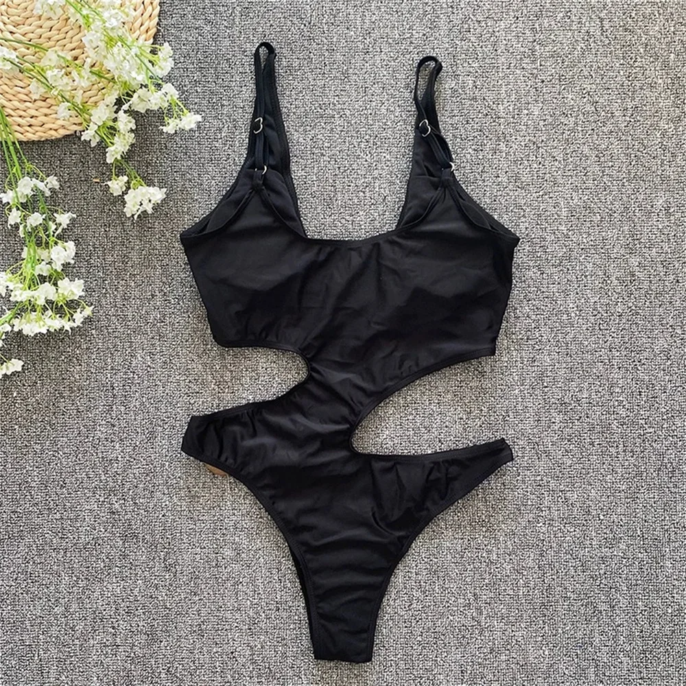 Bikini brasileño ahuecado para mujer, traje de baño Sexy con anillos, Monokini degradado, Micro traje de baño de una pieza, trajes de baño para playa