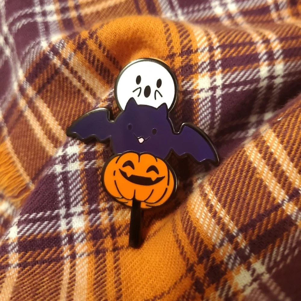 2024 Halloween Ghost Bat Pumpkin Enamel Pin Ghost Metal Badge Punk Brooch for Jewelry Accessory Halloween Gifts