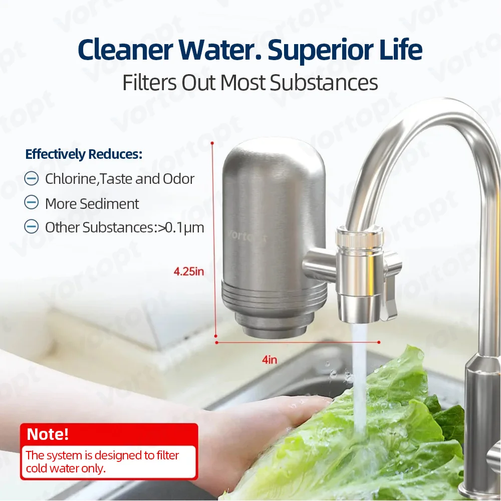 Vortopt صنبور منقي مرشح المياه 2 قطعة مرشحات للمطبخ المنزل Filtro شرب Filtratio n نظام 400 جالون CEC GPM 5 المرحلة