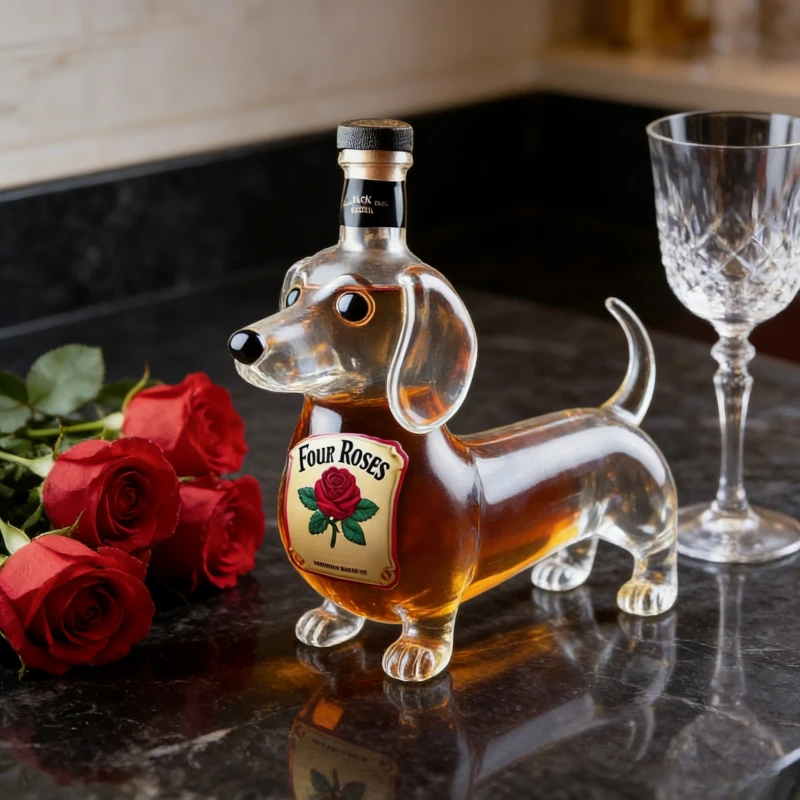 Decantador de whisky con forma de perro Dachshund, botella de licor de vidrio borosilicato hecha a mano, dispensador de vino único para el bar del hogar