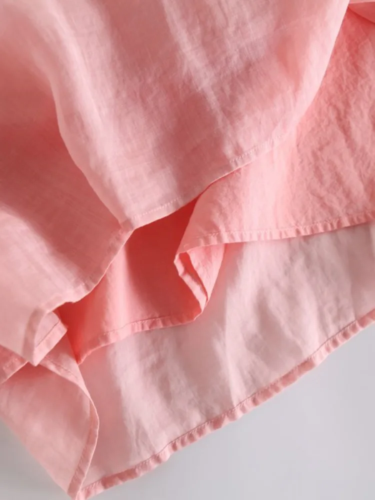 Gestickte Baumwolle Leinen Casual Sommer Dr Damen Lose Taille A-Linie Langer Rock Blumenmuster V-Ne Svel Dr