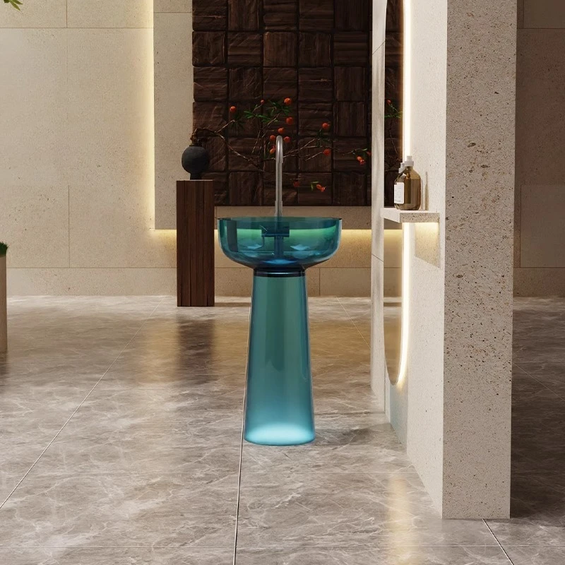 

Прозрачная колонна из смолы, умывальник от пола до потолка, умывальник из искусственного камня, художественная хрустальная раковина