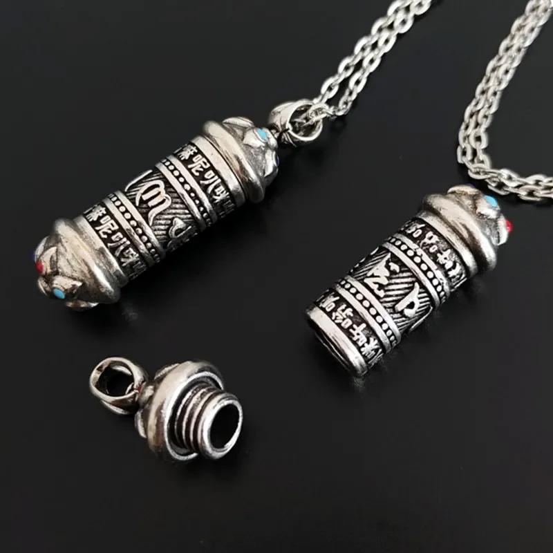 Retro Openable Pendant Put in Ashes Memorial Jewelry Alloy Cylinde Bottle Charms Mini Jar Necklace Accessories