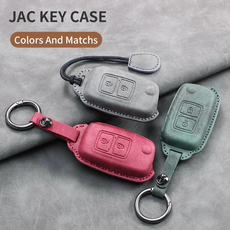 

Leather Flip 2 Button Car Key Cover Car Key Case For JAC JS2 S2 S3 S5 S7 T40 T50 Sei 3 A5 R3 V6 V5 V3 H330 J3 J5 J6 K6I H3 H5 H6