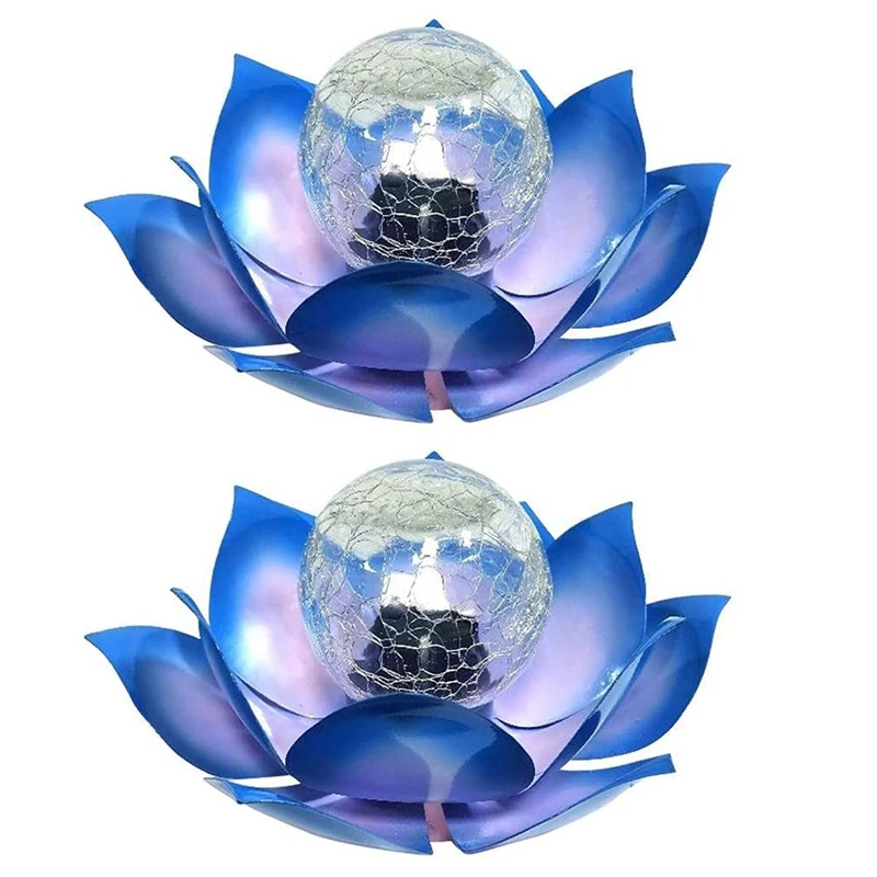 

2Pcs Solar Flower Lights, 2PCS Lotus Solar Light, Waterproof Garden Yard Lotus Lamps Ornament For Garden