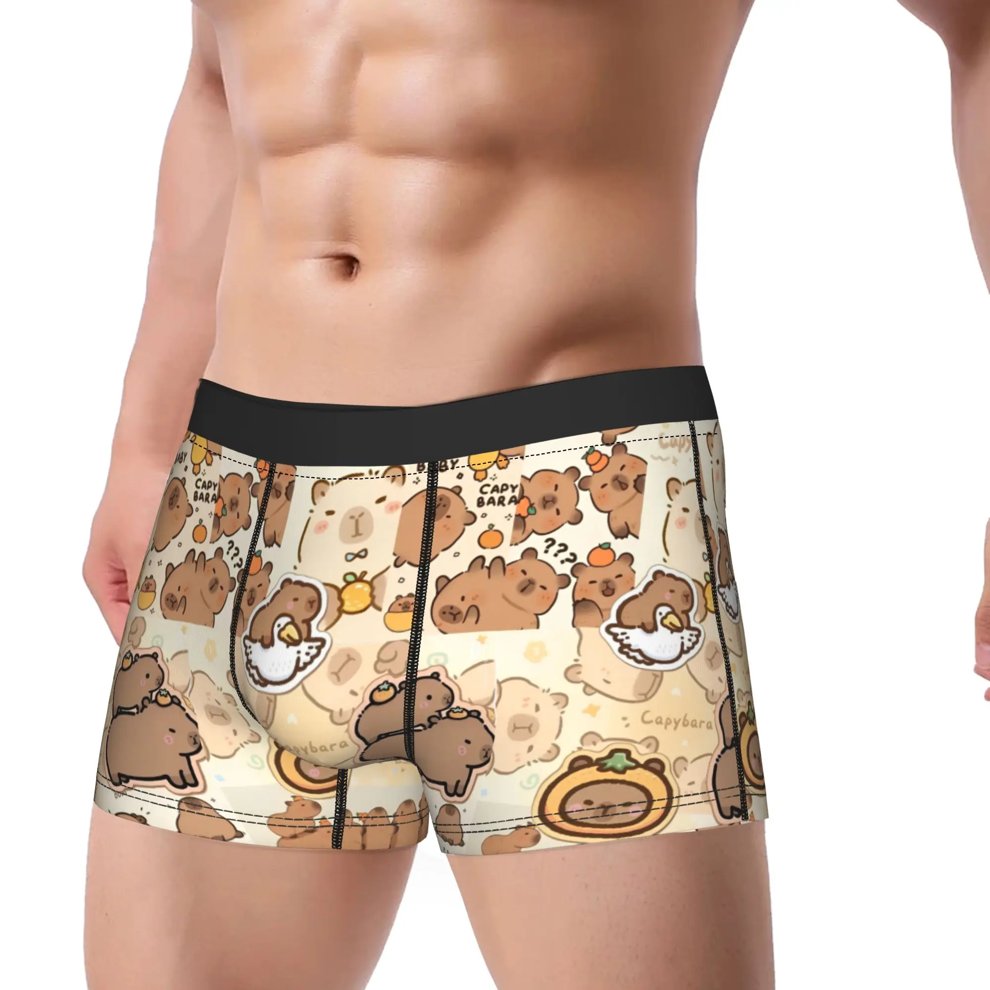 Hombres Kawaii Capybara Boxers de dibujos animados FunGift Ropa interior Boxer Briefs