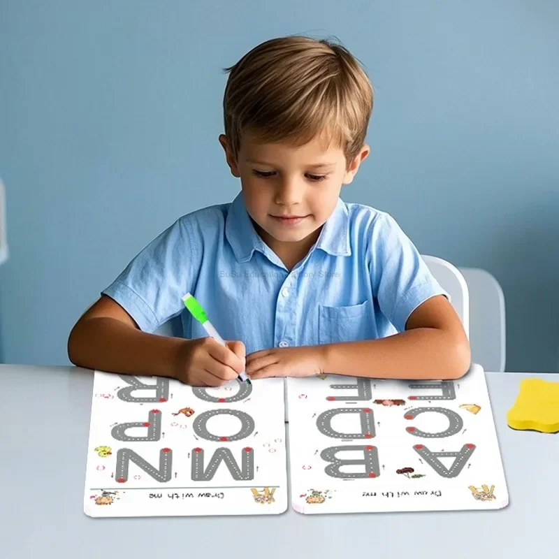 Tracing Workbook Set Pen Control Copybook Training Erasable Magical Cards Training Exercises Puzzle Early Education Book